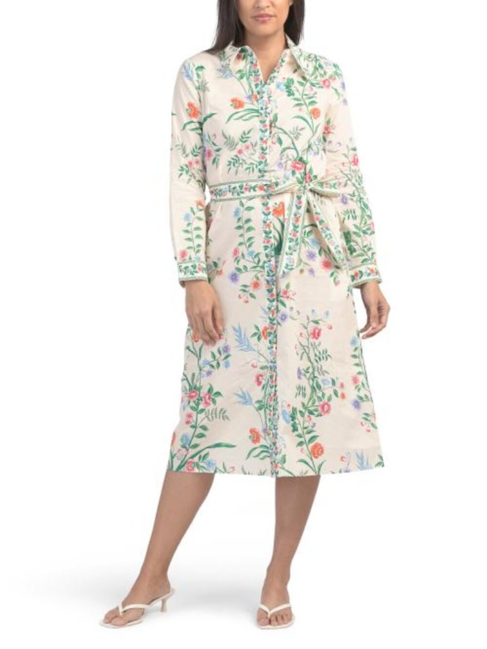 FLORA BEA NYC Long Sleeve Printed Collared Dress